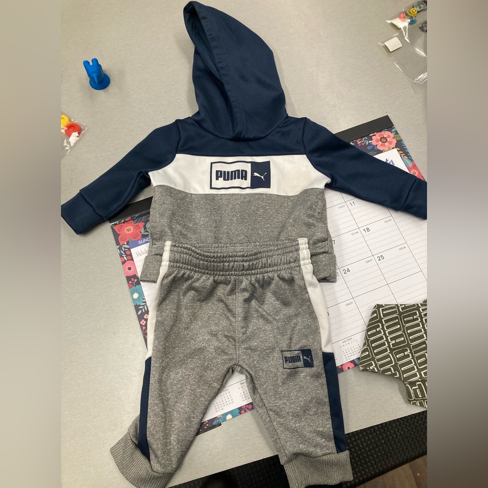 0-3month puma sweat suit outfit and onesie all three pieces are like new